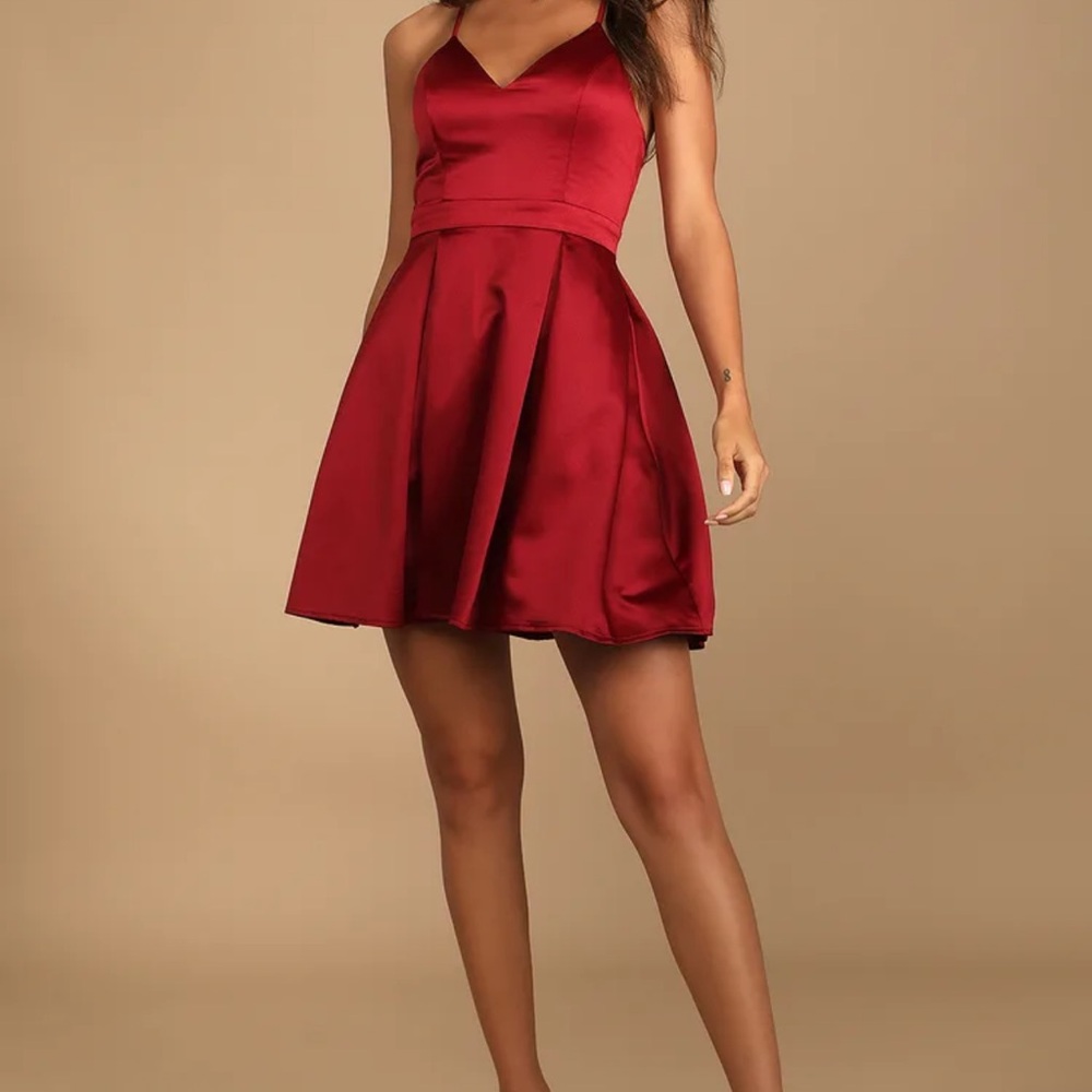 Elegant Red Satin Dress